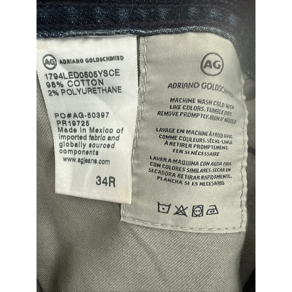 AG Adriano Goldschmied Mens The Everett Slim Straight Jeans Size 34R Stretch